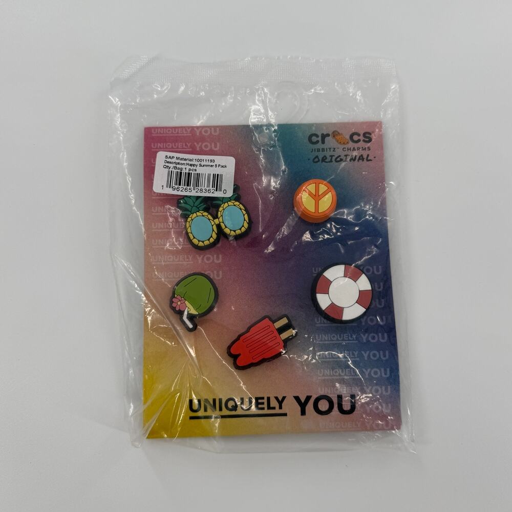 Crocs Jibbitz Happy Summer 5 Pack Charms New Original